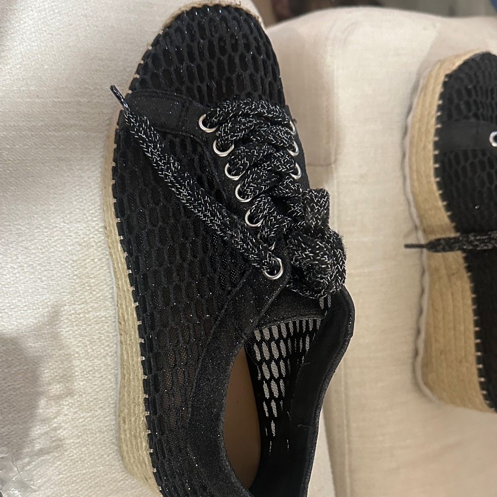 INC International Concepts Black Mesh Espadrilles